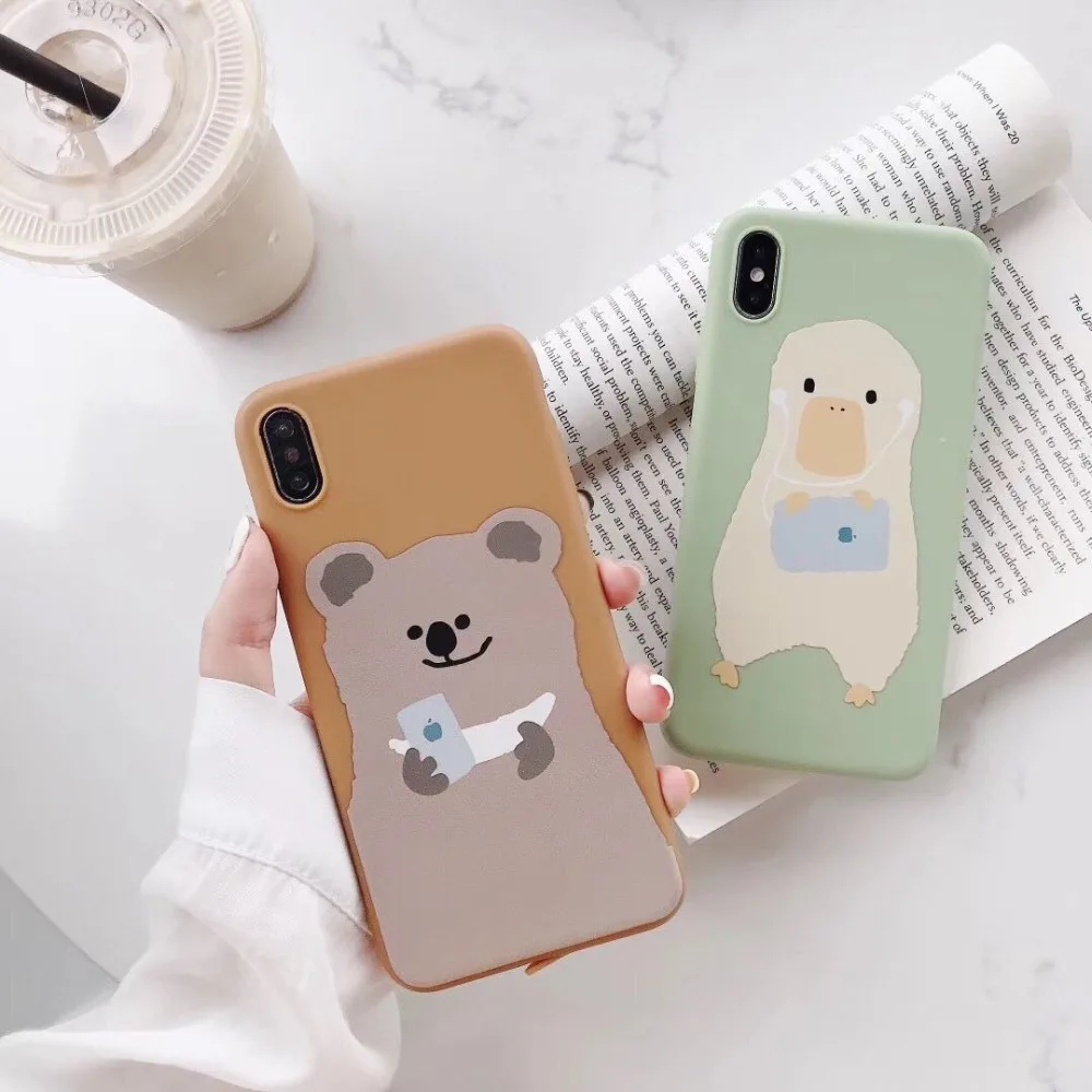 Милый мультяшный медведь ТПУ чехол для телефона iphone XR X XS Max 6 6s 7 8 Plus чехлы