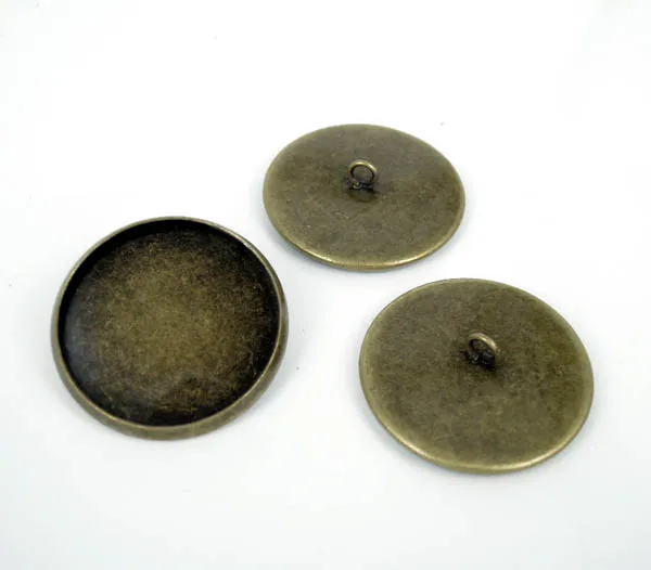 antique bronze tone 8 мм-25 мм круглые стеклянные полимерные кабошоны базовые заготовки гладкий ободок кнопки петли обратно для мягкой ткани и вязаные куклы DIY Результаты - Цвет: antique bronze tone