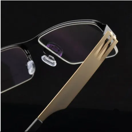 Super Thin light alloy Mens Half Rim Eyeglass Frame Spring Hinged Optical Glasses Gold Business style fashion 7658 | Аксессуары для