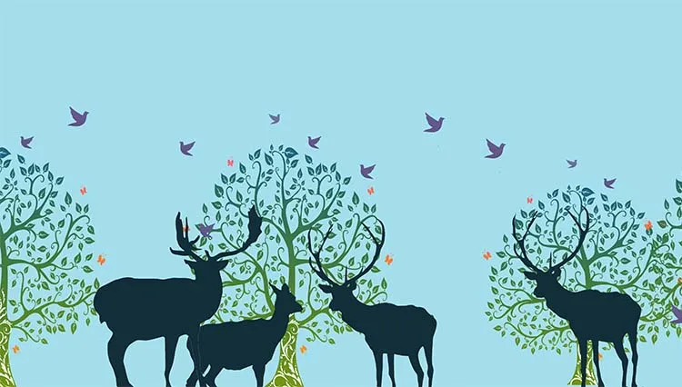 Милая синяя короткая юбка-джемпер с принтом лесных оленей плиссированная юбка