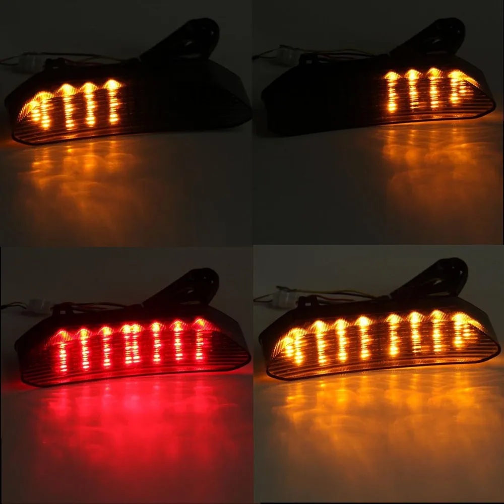 1X мотоцикл интегрированный дым из светодиодов фонарь тормозные сигналы поворота