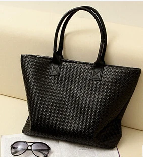 Новая женская посылка Корейская версия Большая вместительная PU тканая сумка на