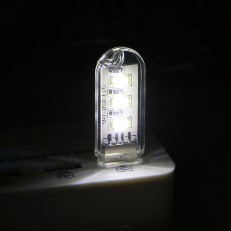 Портативный брелок 3 светодиодный белый ночник USB U диск лампа с крышкой яркий