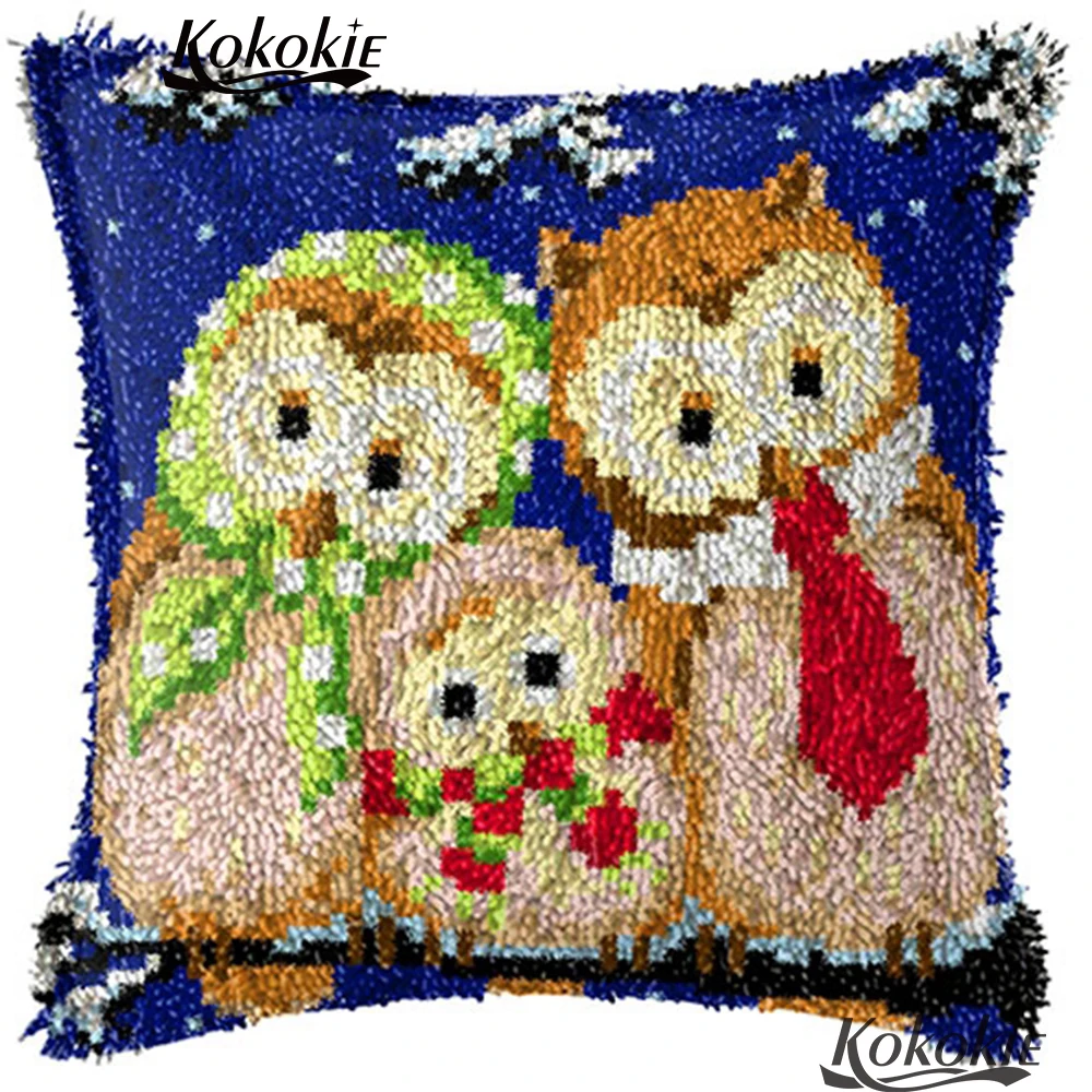 

3d latch hook rug kits Unfinished Crocheting Rug Kits Yarn cartoon owl Pillowcase cross stitch kits embroidery needlework sets