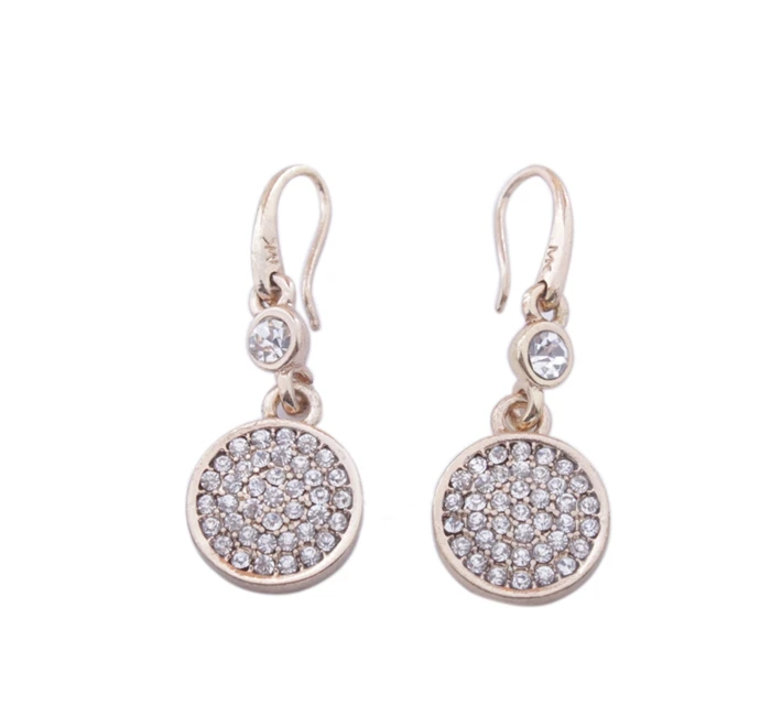 

Fashion Clear Rhinestone Pave Round Drop Earrings