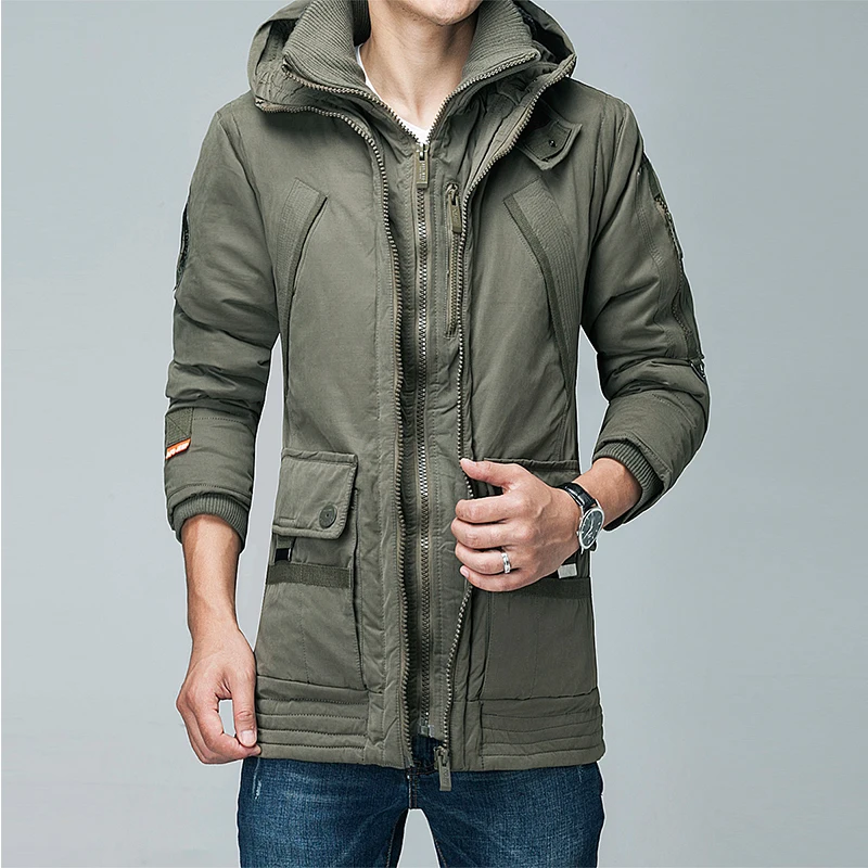 Длинная зимняя куртка Мужская брендовая одежда мужское пуховое пальто на осень и