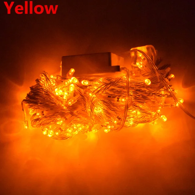 Yellow Светодиодная гирлянда, гирлянда, 10 м/20 м/30 м/50 м/100 м, ЕС/США, Рождественская гирлянда, гирлянда для дома, улицы, вечерние, праздничные украшения - Испускаемый цвет: Yellow