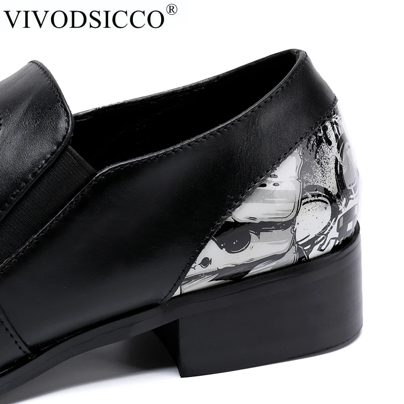VIVODSICCO/брендовые дизайнерские модные мужские модельные туфли из натуральной кожи итальянская Свадебная формальная обувь мужские оксфорды с принтом мужские туфли на плоской подошве