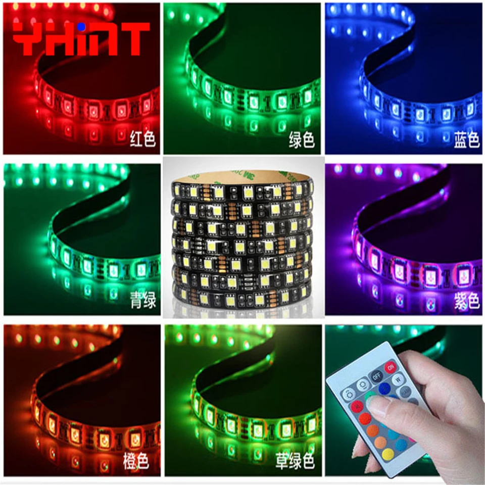 Светодиодные ленты DC12V SMD 5050 RGB белый гибкие полосы света свет черный PCB IP20 без