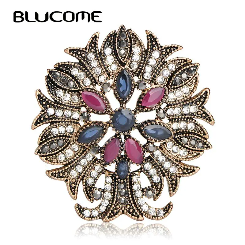 Blucome новинка красивый цветок смола женские броши корона заколки Винтажная брошь