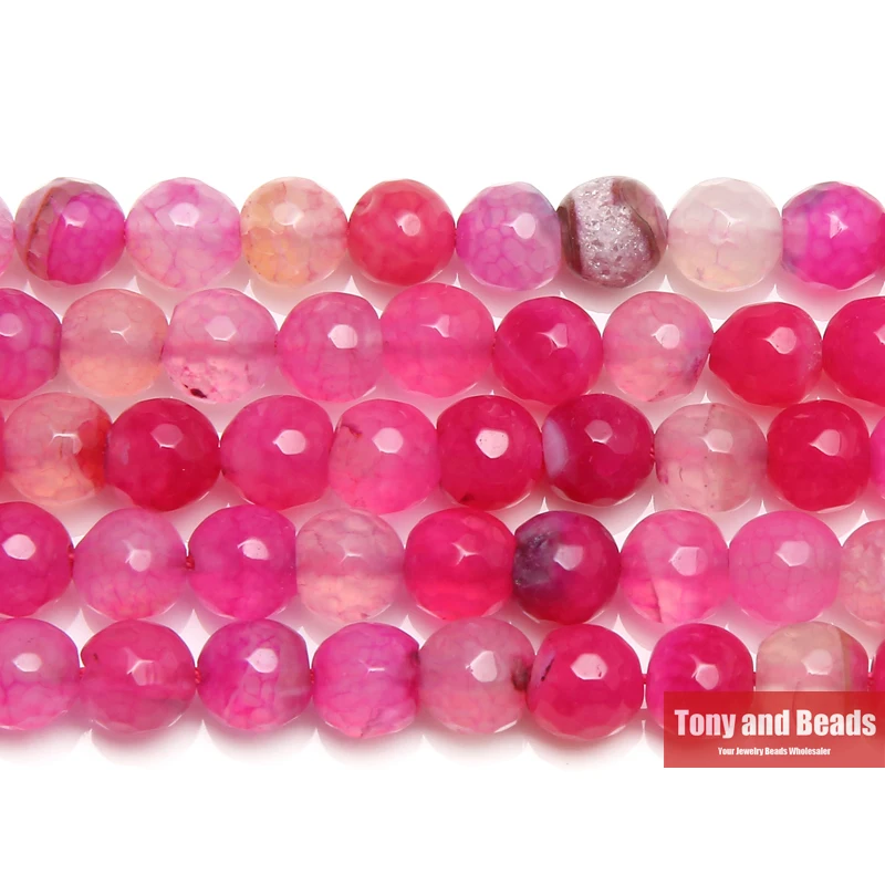 

15" Natural Stone Faceted Magenta Agate Round Loose Beads 6 8 10 12MM Pick Size For Jewelry Making