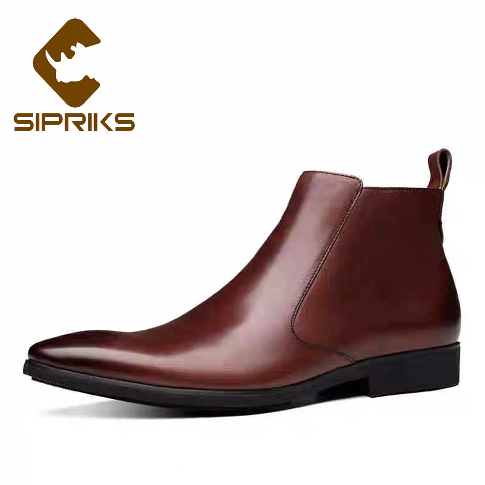 Sipriks/ботинки en vrai cuir homme ботинки из натуральной кожи на молнии элегантные черные