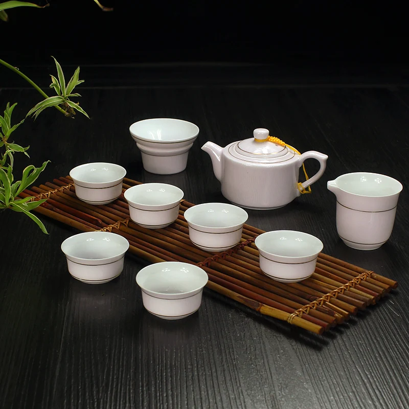 H Цзиндэчжэнь, Китай, Celadon, чайный сервиз, керамический фарфор, керамика, голубой и белый чай, чашка, чайный горшок, чайный набор кунг-фу - Цвет: H