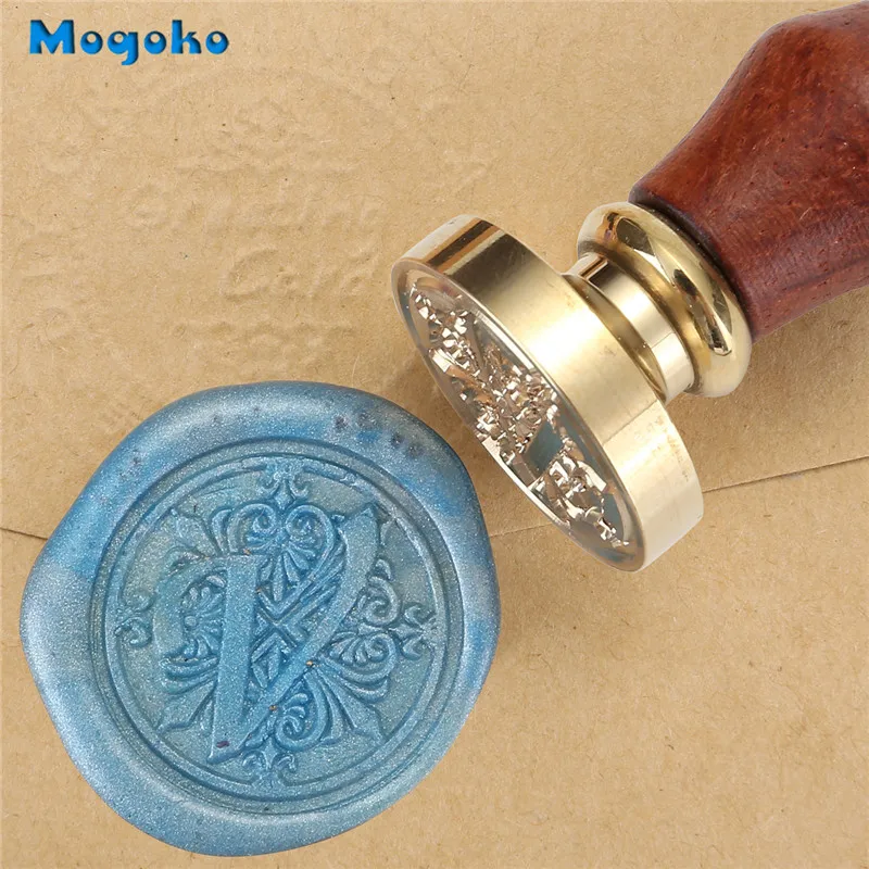 Mogoko 1x винтажная деревянная ручка Ирисы буквы Алфавит воск значок печать воск 26 букв A-Z Скрапбукинг Декор