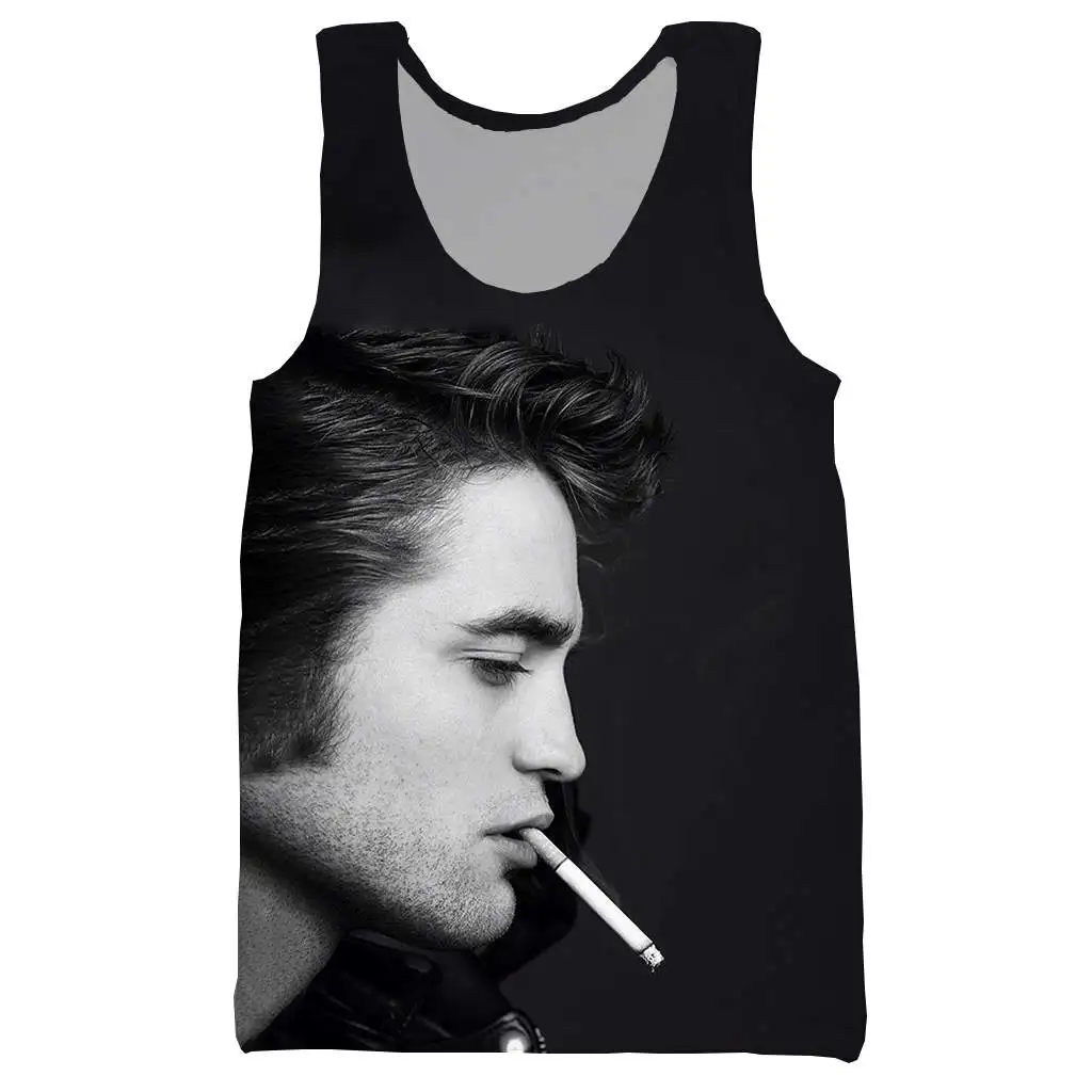 

Robert Pattinson 3D printed tank top for men fashion cool summer tank top work out men women tank tops halter tank top