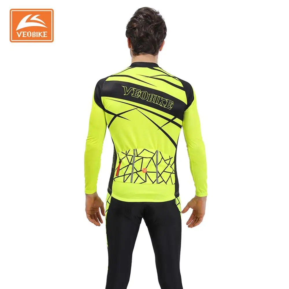 VEOBIKE Fluorescence Style Cycling Jersey Long Sleeve Shirts Ciclismo Maillot MTB Bike Bicycle Jacket Quick Dry Clothing | Спорт и