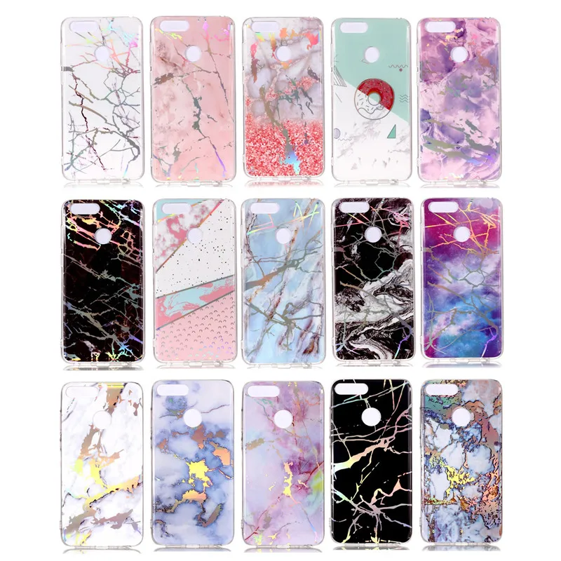 FLYKYLIN Laser Marble Case For Huawei Y3 Y5 2018 Y6 Prime Y7 Honor 9 Lite 10 Back Cover Soft TPU Silicone Phone Cases Coque |