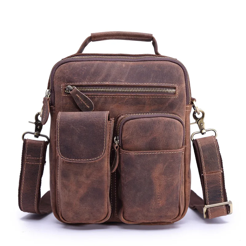 men's Messenger bag imported top layer crazy horse leather men's bag shoulder bag portable business bag