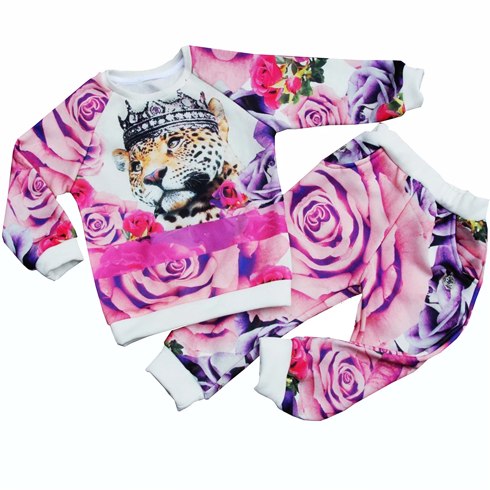 Новый модный новый эксклюзивный наряд комплекты с розой для милых детей Топ