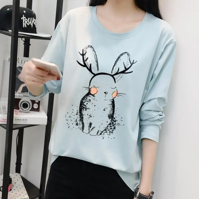 Женская футболка с круглым вырезом NFIVE простая свободная длинными рукавами и