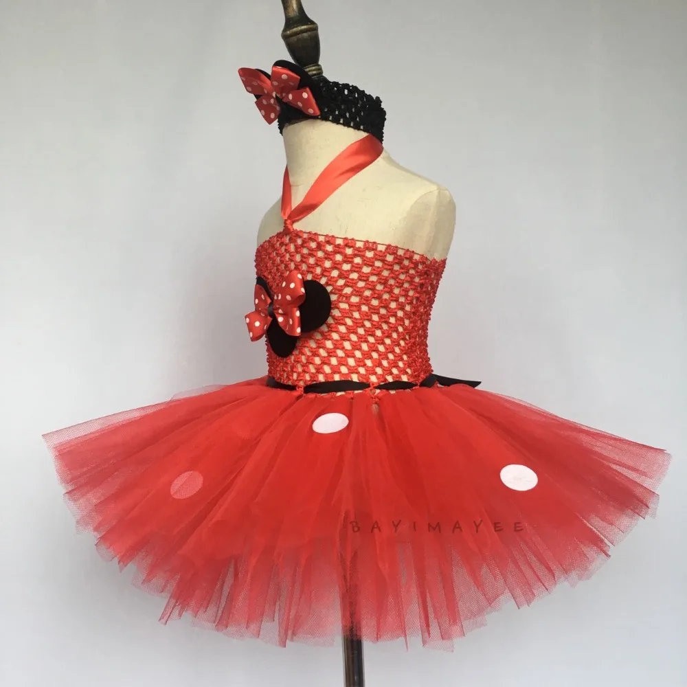 Милое красное платье-пачка для девочек с героями мультфильмов детское