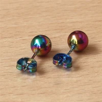 tq6 316 l stainless steel stud earrings 7mm colorful balls vacuum plating no easy fade anti allergy