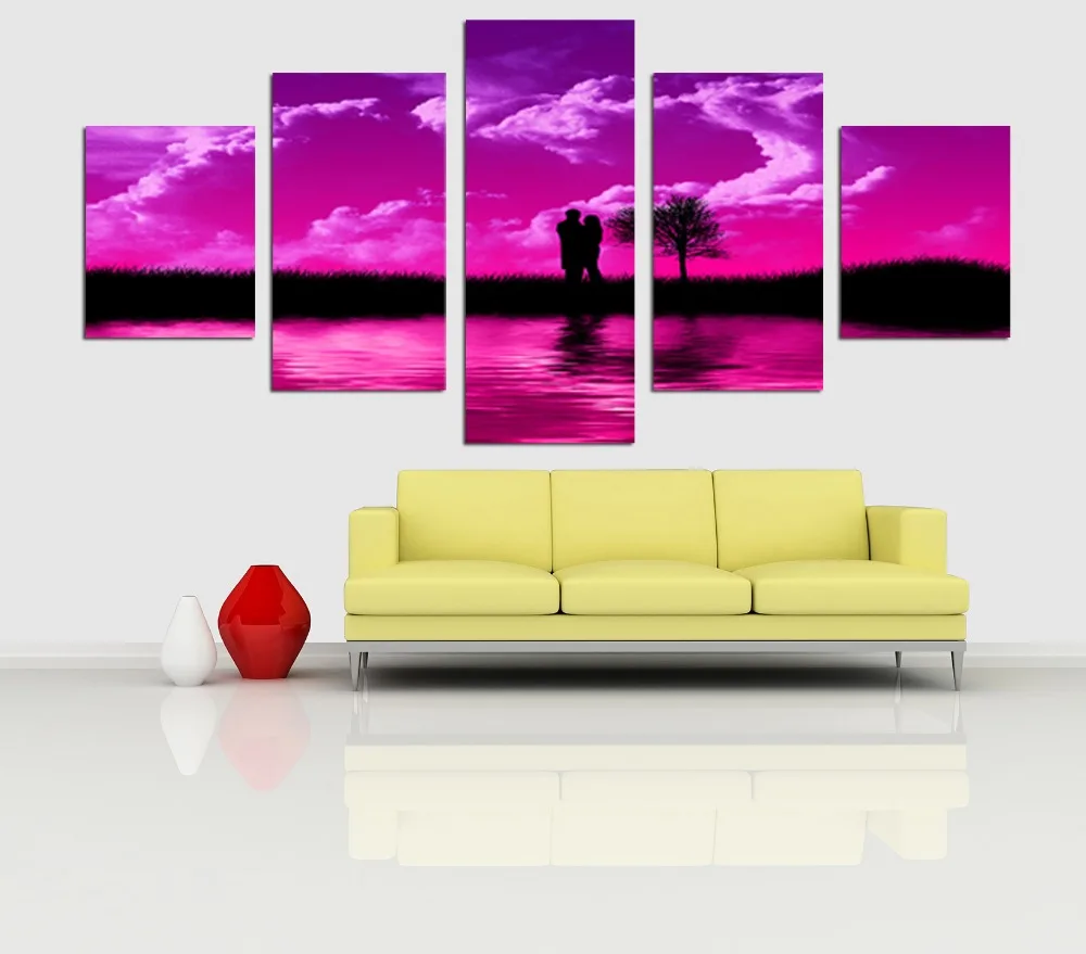 CLSTROSE Love Celebration Wedding Decoration Romantic Pictures 5 Pieces Wall Art Canvas For Living Room Home Decor Unframed | Дом и сад