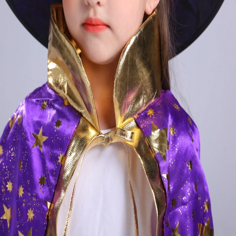 cloak Halloween pointy hat costume boy girl cos broom witch masquerade children |