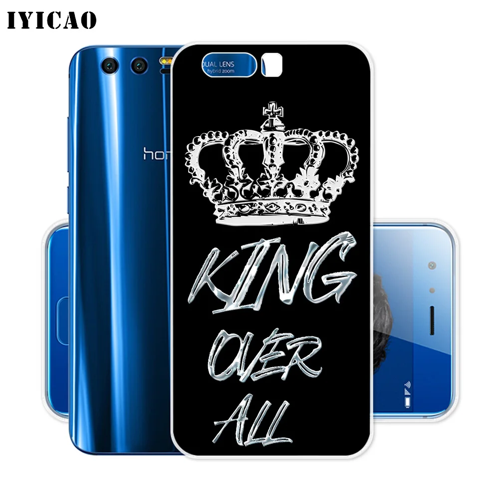Мягкий силиконовый чехол IYICAO King Queen Crown для Huawei Y9 Y7 Y6 Prime 2018 Honor 8C 8X 8 9 10 Lite 7X 7C 6A 7A Pro