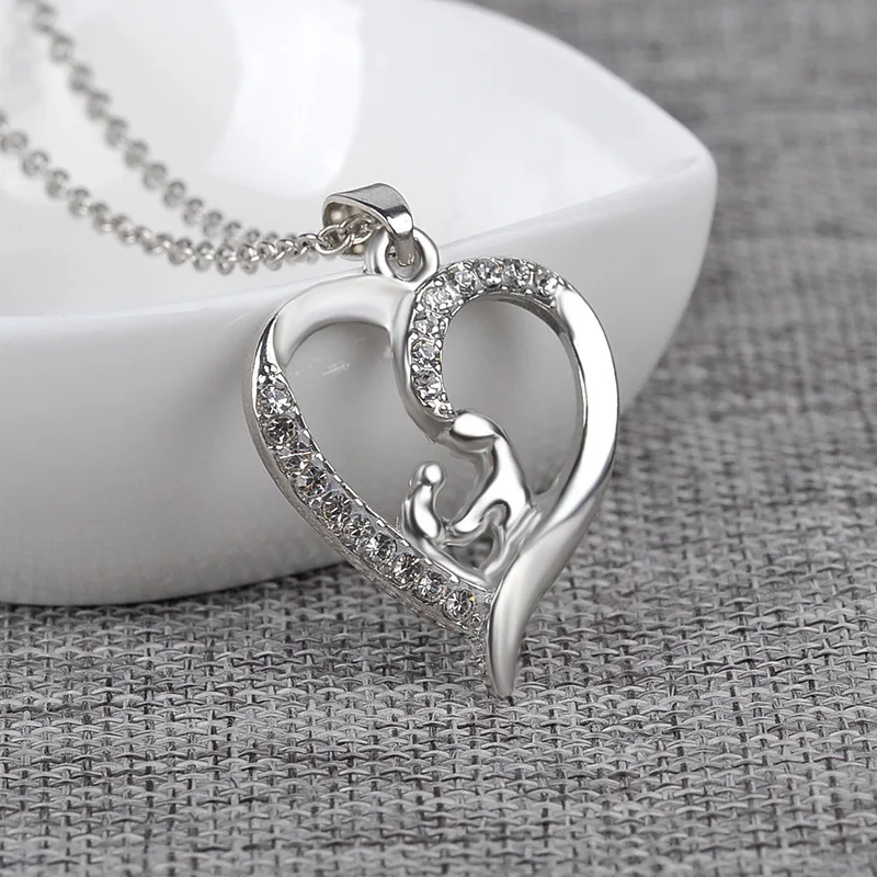 2016 Новое Прибытие Сердце Ожерелье Высокого Качества Посеребренные Кристалл Мать