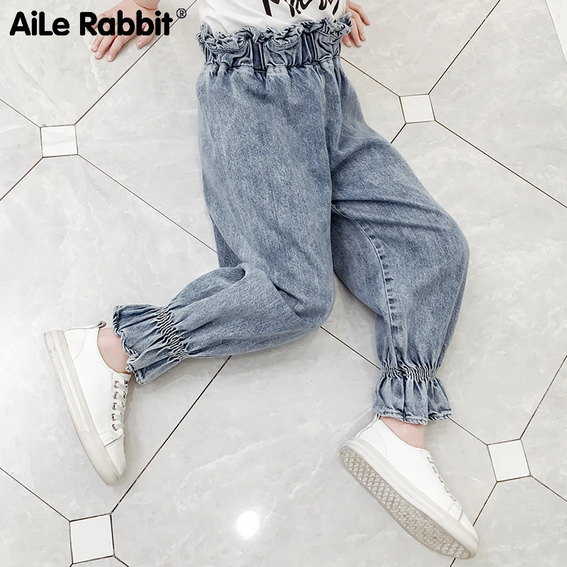 Женские джинсовые брюки AiLe Rabbit ковбойские широкие с полями свободные джинсы для