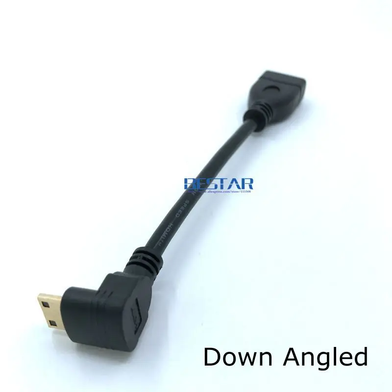 Вверх вниз правый левый угловой мини HDMI к штекер-гнездо кабель 10 см для ноутбука