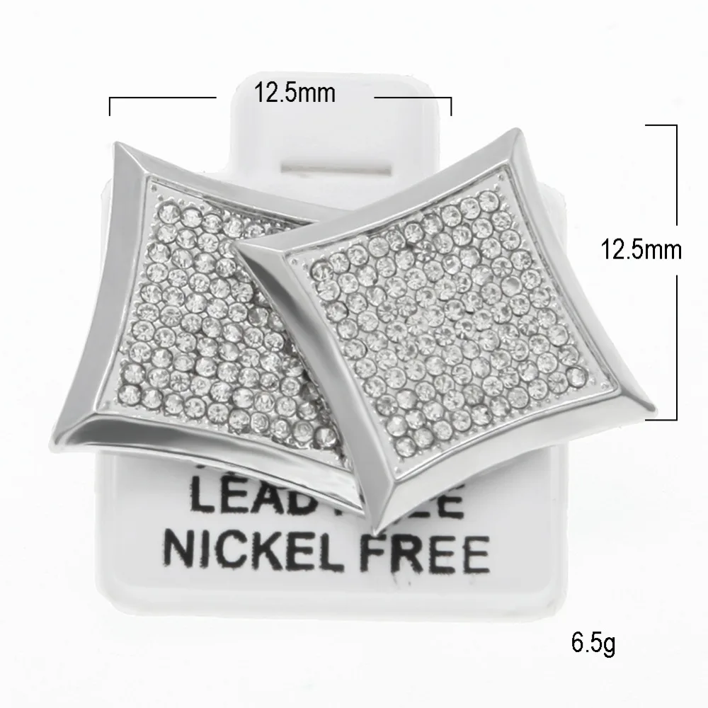 Новый дизайн без никеля стеклянные шпильки для ушей 10 рядов Cz бриллианты женское