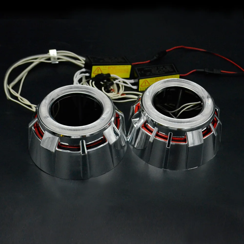 2,5 дюймов Мини HID Биксеноновые линзы проектора CCFL drl Светодиодный дневной светильник двойной ангельские глазки кожухи H1 H4 H7 стайлинга автомобилей изменить