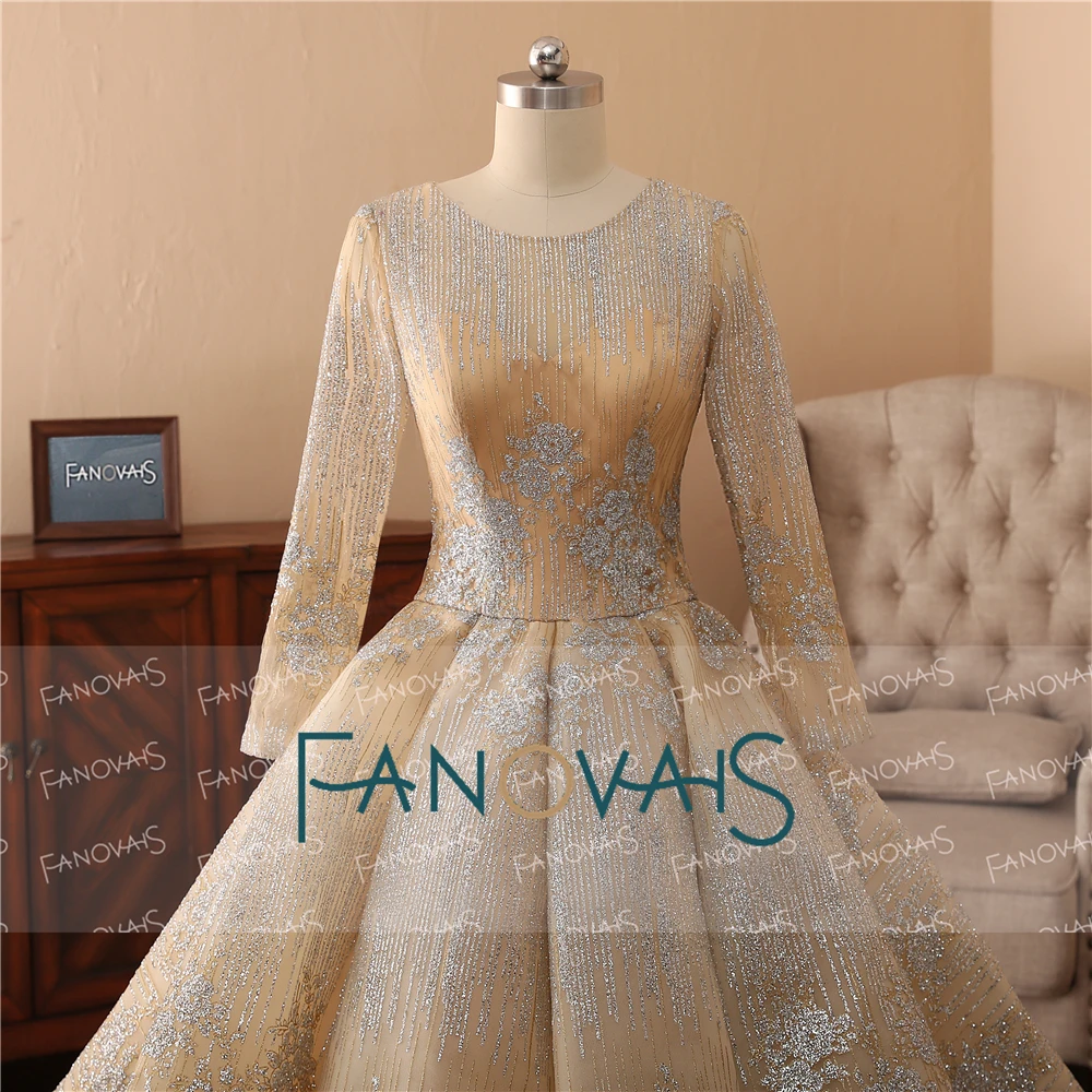 Блестящие Свадебные платья шампанского 2019 роскошное бальное платье Дубай