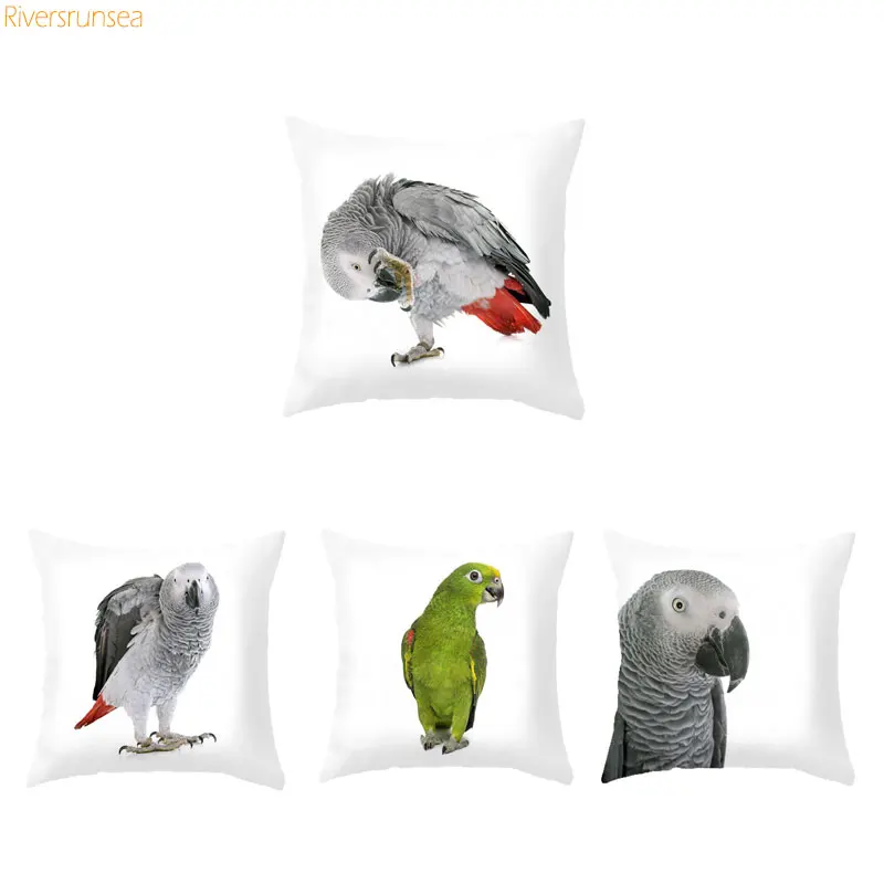 Customized Style Parrot sofaDecorative Cushion cover Colore feather Macaw Monk parrot Sun Budgerigar Houseware Printing Pillows | Дом и сад