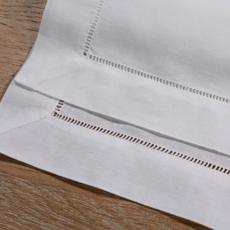 N002 21: 120 шт. белый Hemstitch столовые салфетки 55/45 Лен Хлопок смесь 21 &quotx 21&quot Лестница