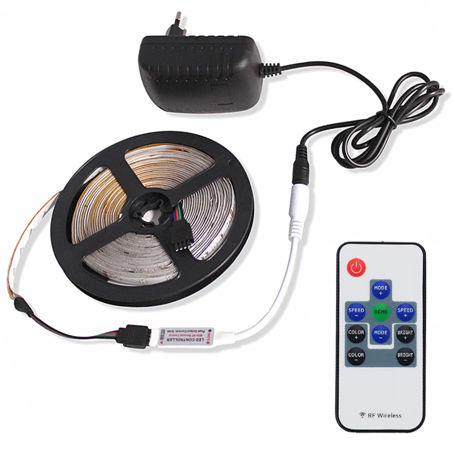 RGB СВЕТОДИОДНАЯ лента SMD 2835 5 м 10 м 15 м 20 м водонепроницаемая или нет водонепроницаемая лента со светодиодными лампами Диодная лента Гибкая DC 12 В RF10K контроллер