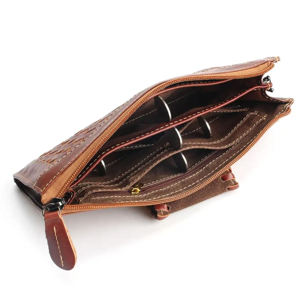 С вязанным узором масло воском клатч 100% сумка из настоящей кожи через плечо