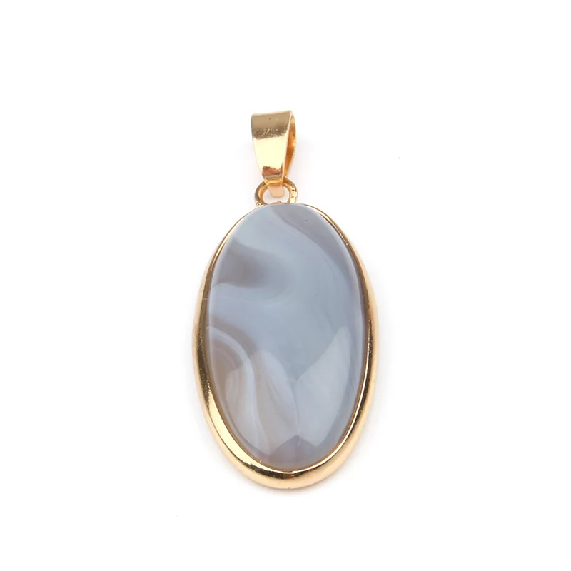 Grey Agate Натуральный Камень Кулон овальной формы подвески агата лазурит амулеты Для Изготовление Ювелирных ожерелий 4*1,6*0,6 мм - Окраска металла: Grey Agate