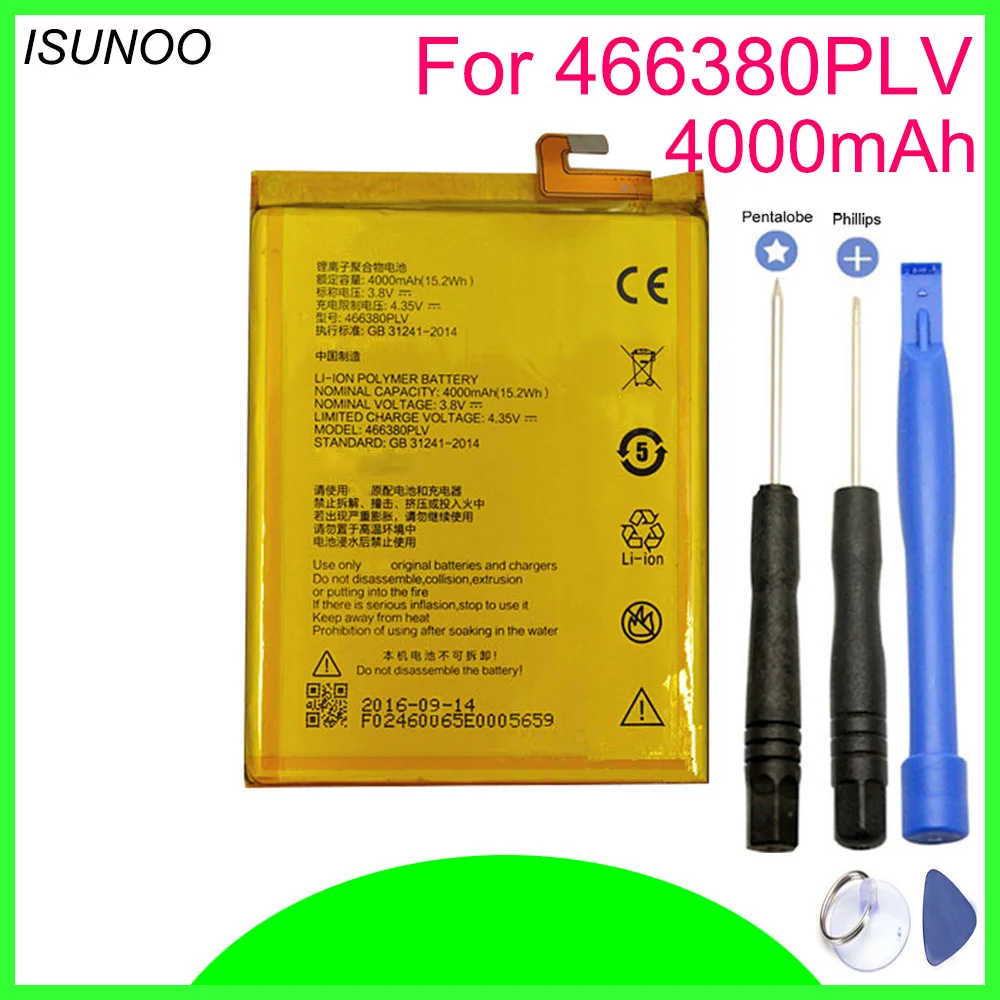ISUNOO 3 8 V 4000mAh 466380PLV для ZTE Blade A610 A610C A610T BA610C BA610T батареи | Мобильные телефоны и