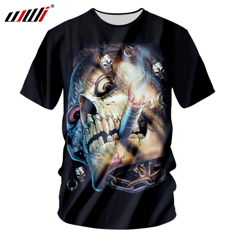 UJWI Мужская футболка с коротким рукавом хип-хоп принтом черепа 3D | одежда