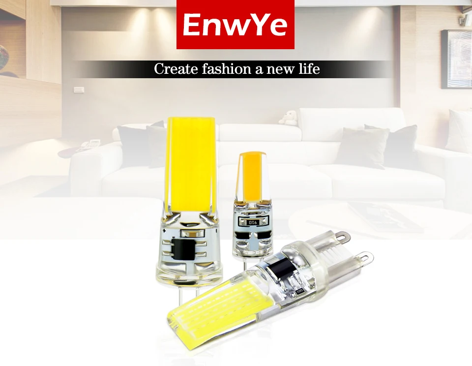 EnwYe светодиодный G4 G9 лампочка AC/DC 12V 220V 3W 6W COB SMD светодиодный светильник заменить галогенный прожектор