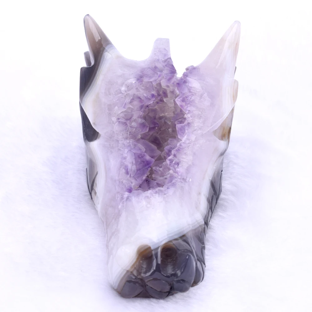 4 2 ''Голова Дракона Geode Агат скульптура ручной работы реалистичные статуя