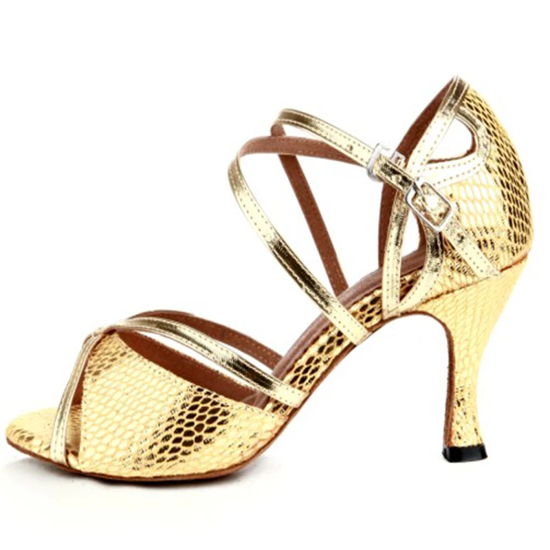 Фото High-end Dance shoes Ballroom latin dance shoes PU Snakeskin grain Soles Soft bottom Sports Women Shoe Salsa Dancing Heel 8cm №5
