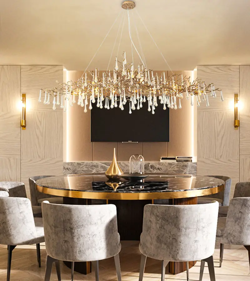 Новое поступление медные цветные люстры освещение капли воды lustre de cristal салон медные avize салон люстры потолочные