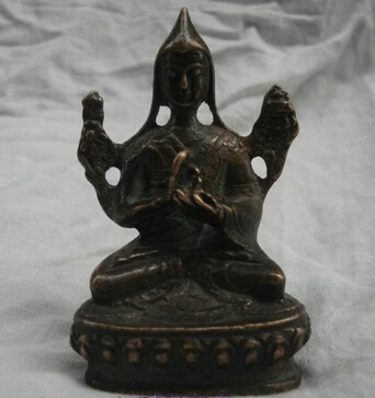 

Fast shipping China's Tibet old bronze sculpture Buddha statue Small Tsongkhapa Copper statue