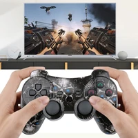 gamepad 2 packs wireless 6 axis double shock gaming controller for sony playstation 3charging cord skull and galaxy