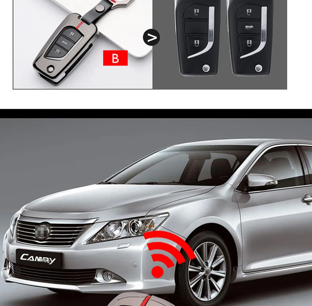 Чехол для ключей автомобиля из цинкового сплава для Toyota Fortuner Rav4 Camry Highlander Crown Corolla пульт дистанционного управления Fob оболочка Защитная крышка брелок сумка