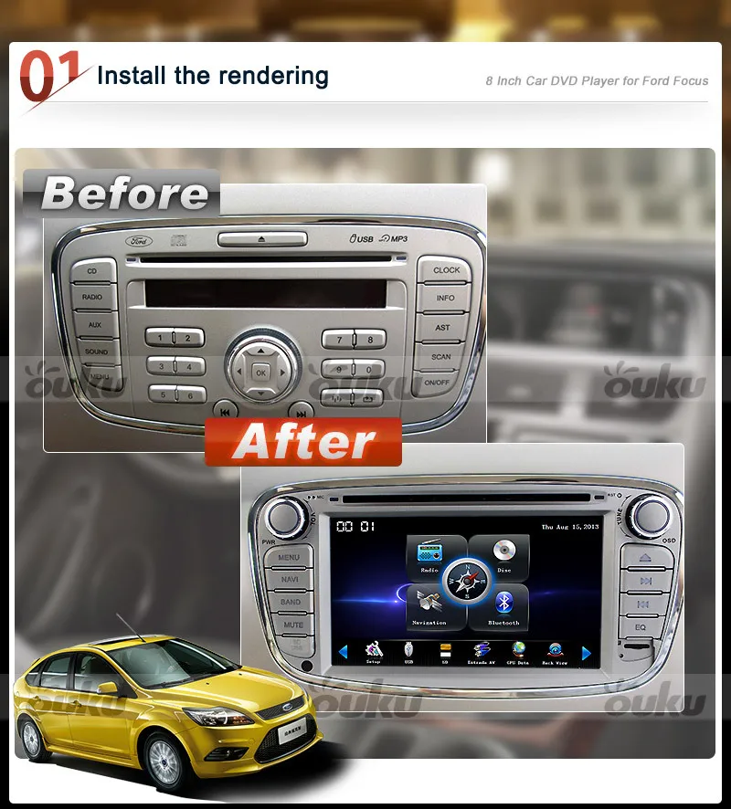 Два Din 7 Дюймов Автомобиля Dvd плеер Для FORD/FOCUS 2/MONDEO/S MAX/CONNECT 2008 2011 С Wifi 3 Г Радио GPS RDS Ipod
